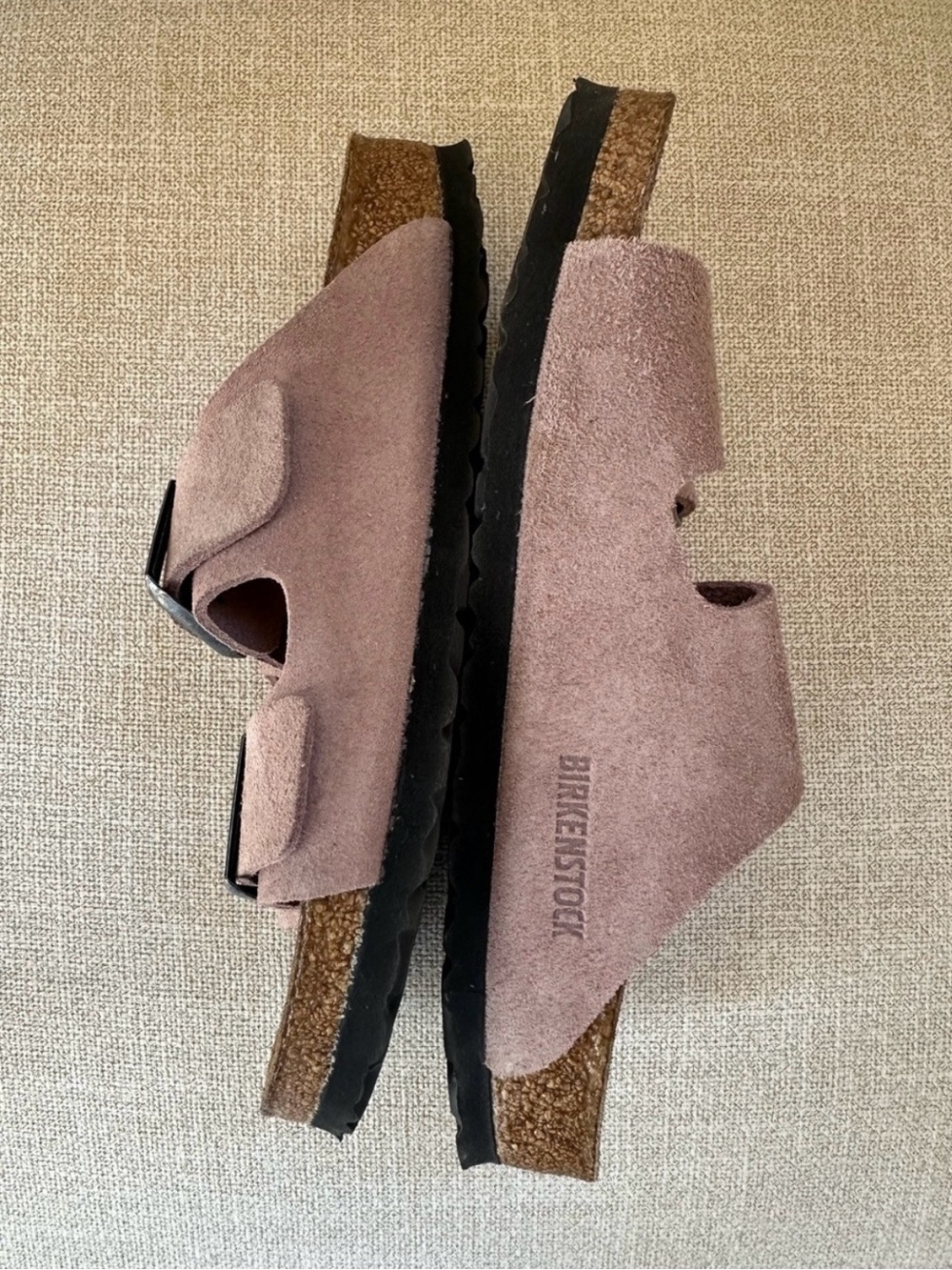 Never worn Pink Suede Arizona Birkenstocks Size 8 - Picture 3 of 4